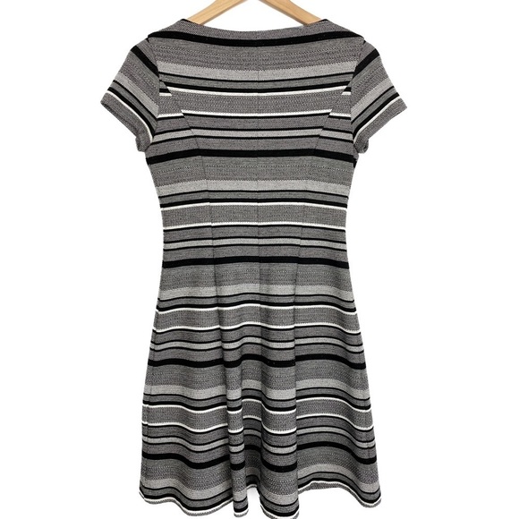 Chaps Ralph Lauren Striped Fit and Flare Mini Dress, Black and White - Size XS - Picture 4 of 6